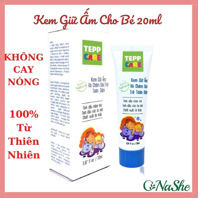 Kem Giữ Ấm Tepp Care 20ml, Dưỡng Da, Giữ Ấm Cơ Thể Cho Bé, KHÔNG Cay Nóng, 100% Thiên Nhiên.