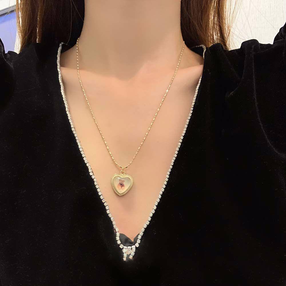 Dây Chuyền Phong Cách Hàn Quốc Cho Nữ|Vòng Cổ Choker Mặt Trái Tim Nhỏ Màu Sắc Cá Tính