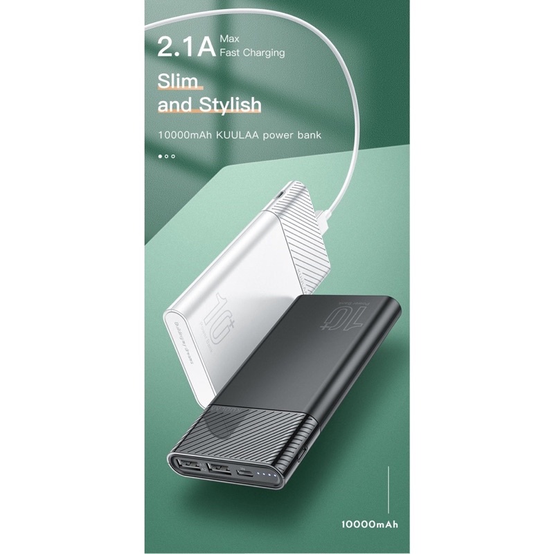 Sạc dự phòng KUULAA KL-YD11 10.000 mAh, hai cổng USB, dành cho Huawei Samsung, Xiaomi, Oppo, Vivo, Realme...