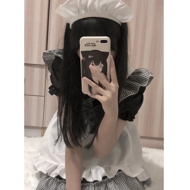 [Sẵn] Maid cosplay - Đầm hóa trang hầu gái họa tiết phối kẻ caro người giúp việc dễ thương [Miu Cosplay]