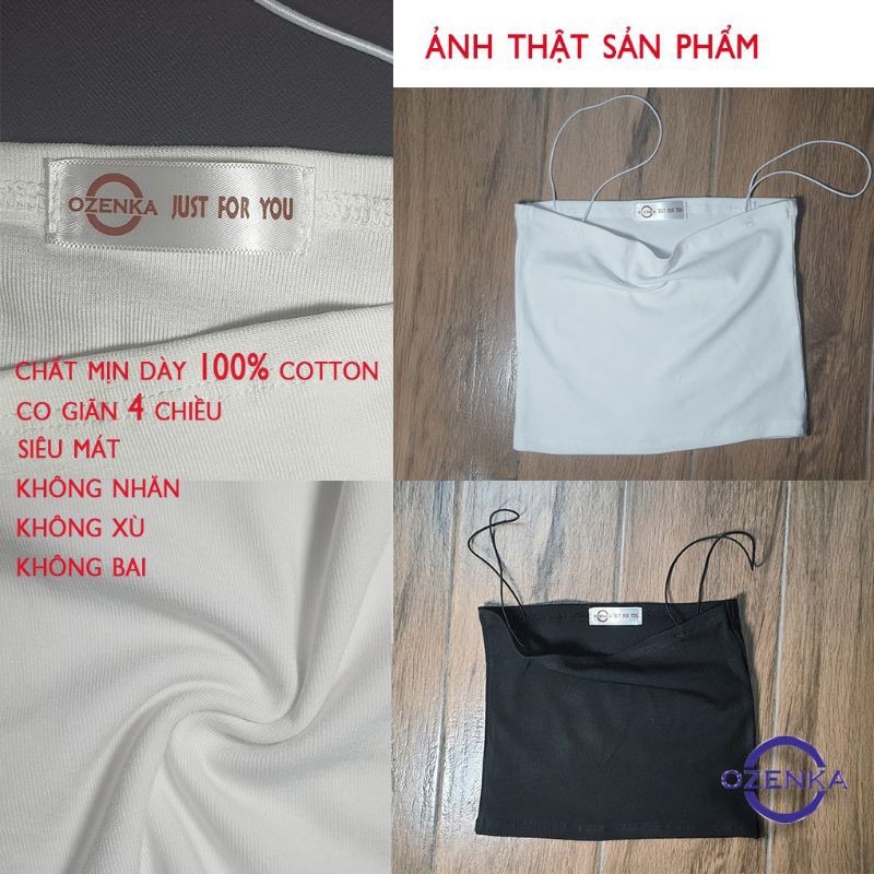 Áo 2 dây sợi bún thun gân đẹp 100% cotton đen trắng , áo croptop ôm mặc trong siêu mát