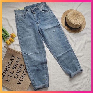 Quần Baggy Bò Rách Gối Form Dáng Đẹp Dễ Mặc