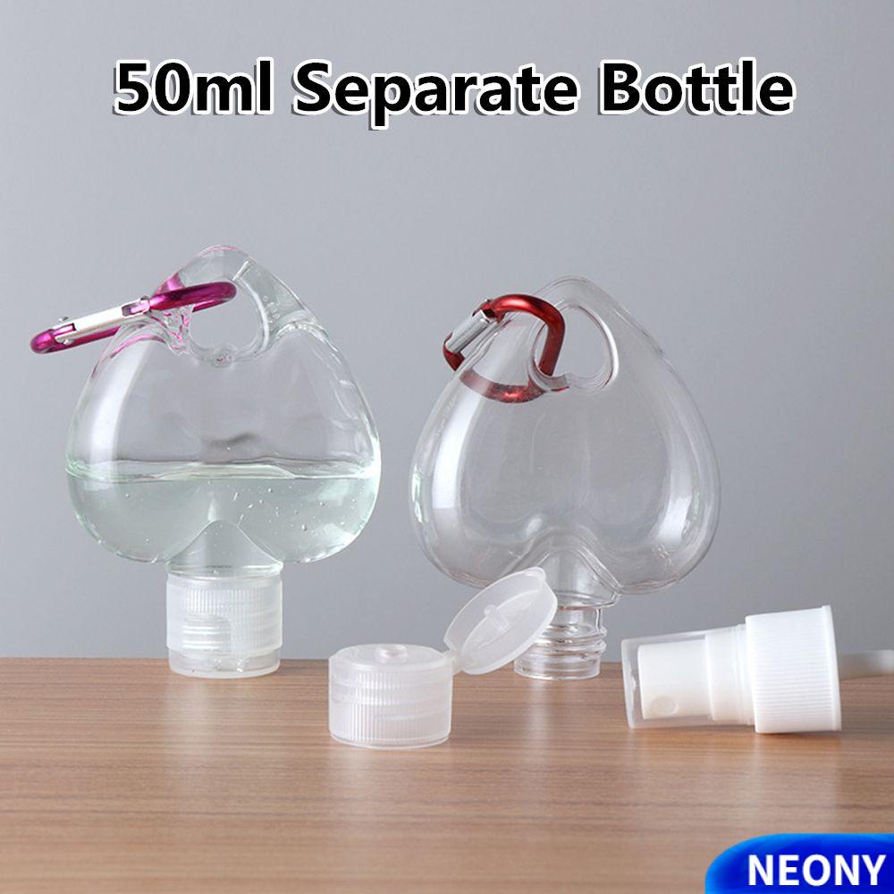 Chai rỗng trong suốt hình trái tim 50ml có móc treo kim loại đựng nước hoa/mỹ phẩm tiện dụng mang đi du lịch