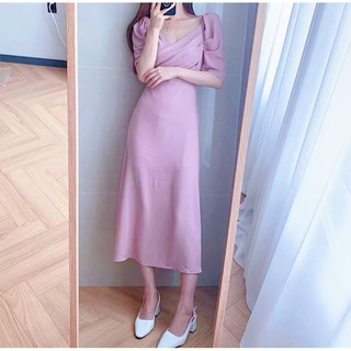 Đầm tay phồng thắt eo 2 màu (kèm hình thật)