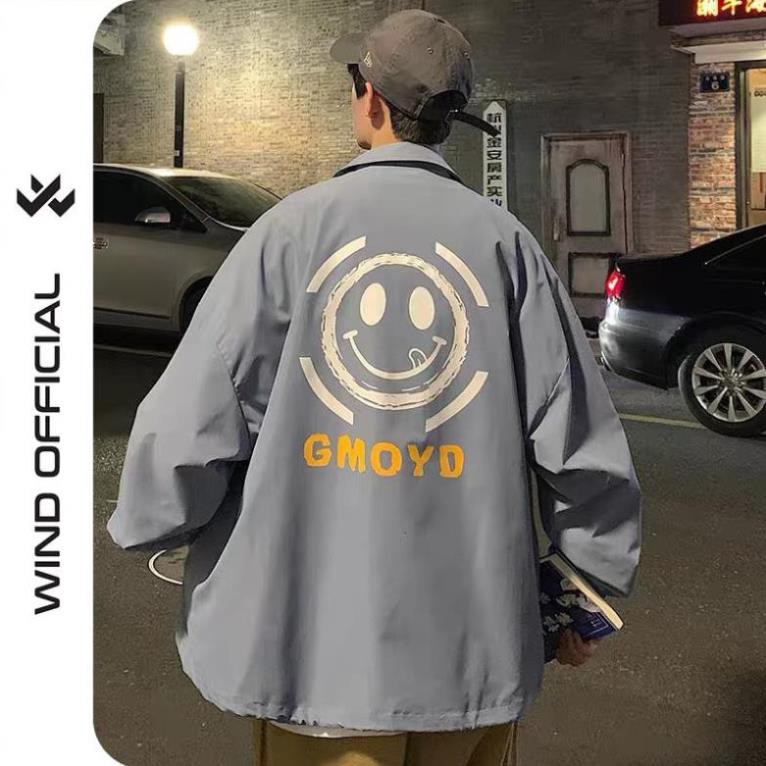 Áo khoác dù cardigan unisex form rộng Mặt Cười nam nữ thời trang kim gia bao đẹp