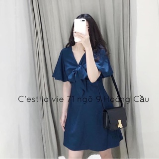 Qqc315 váy xanh thắt nơ