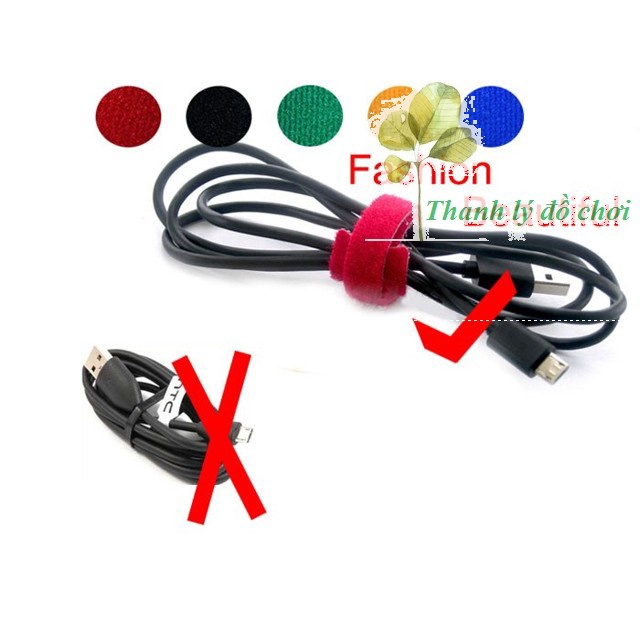 Dây Dán 2 Mặt Đa Năng - Dài 15cm, 10 chiếc/set - Buộc Gọn Dây Cáp Sạc Điện Thoại, Máy Tính, Tai Nghe