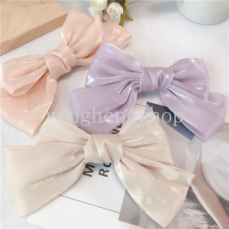 Kẹp Tóc Nơ Vải Satin Thời Trang Cho Nữ