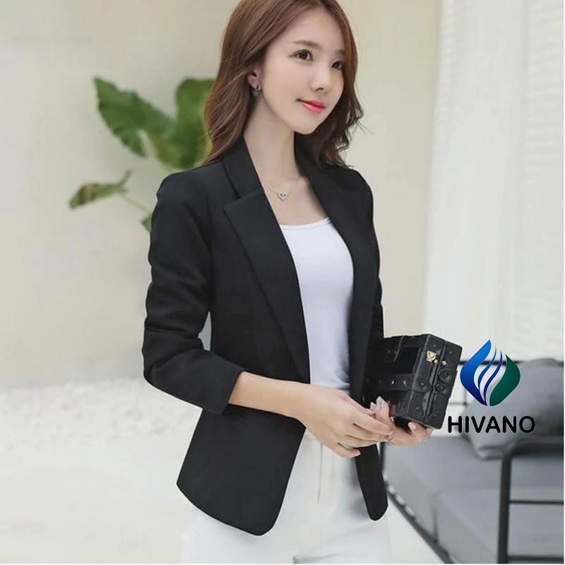 Áo vest nữ công sở Blazer 2 lớp tay dài cao cấp HIVA form chuẩn mặc cực tôn dáng có độn vai và túi thật hai bên