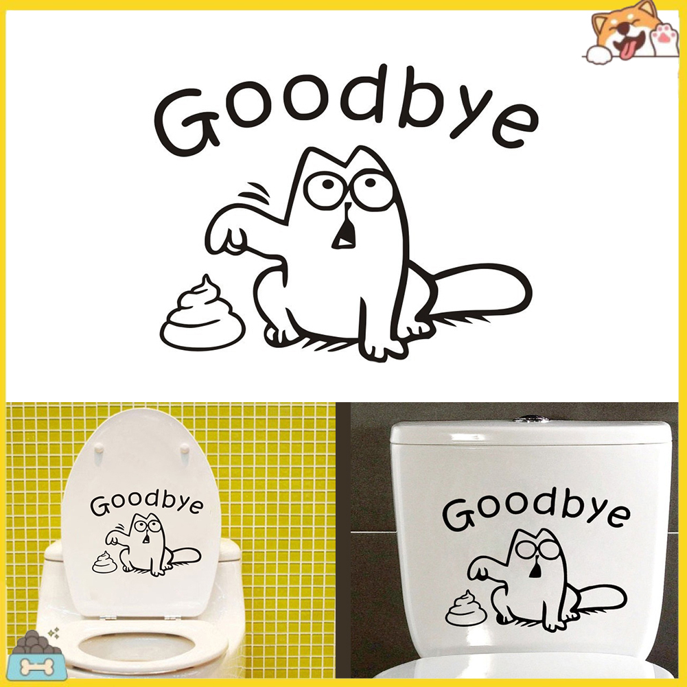Miếng dán trang trí nắp toilet nhà tắm có hình + chữ Goodbye sáng tạo chất liệu PVC dễ tháo gỡ kích thước 19x15cm
