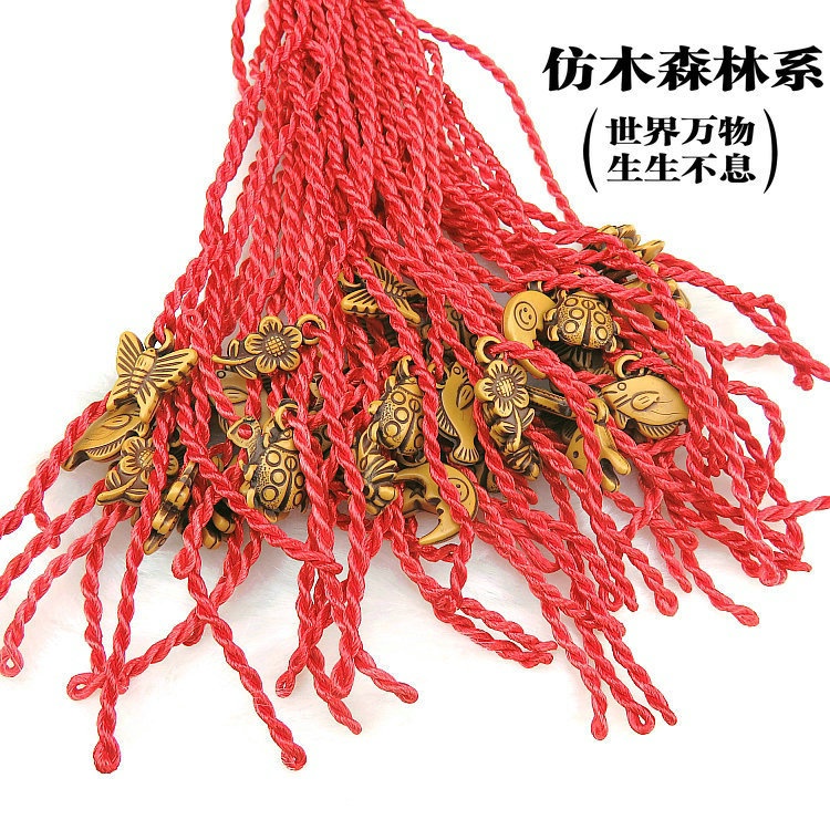 Vòng Tay Dây Bện Lõi Đỏ Đào Giả Gỗ Nhỏ Làm Quà Tặng Tặng Tặng Bán Chạy Cho Năm Mới