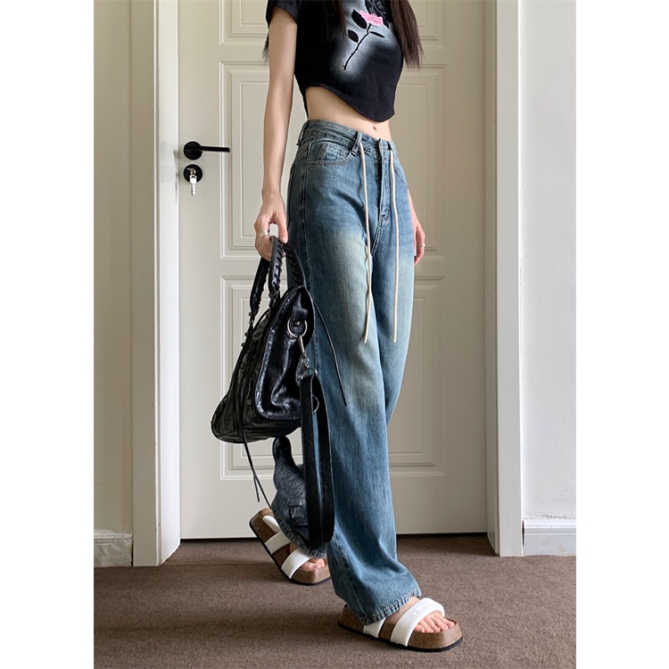 QKOOLE  Quần Jean Ống Đứng Lưng Cao Thời Trang Hàn Quốc Cho Nữ quần jean nữ ống đứng lưng cao