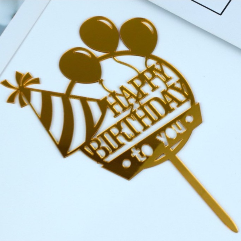 [Cỡ To] Túi 10 Mica Bóng bay trang trí bánh sinh nhật, mica cắm bánh kem