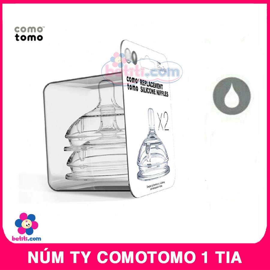 [Có bán lẻ 1 cái] Núm Ti Comotomo 1 Tia Silicon - Núm Ty Thay Thế Bình Comotomo Cho Bé