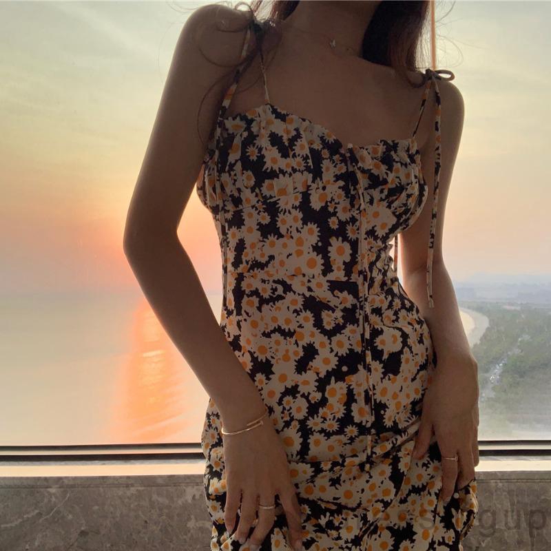 d❃♪Ladies summer fashion sexy floral lace slim dress