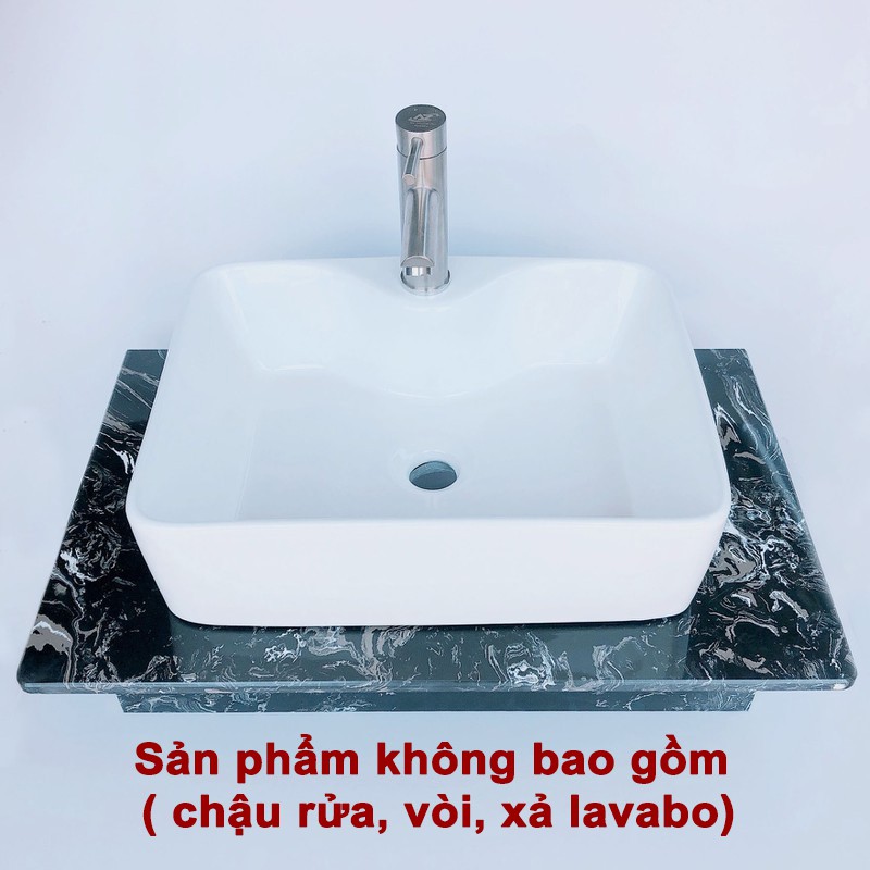 Bàn đá hoa cương để chậu rửa mặt lavabo cao cấp, đá dày 12 mm, khung treo inox chắc chắn