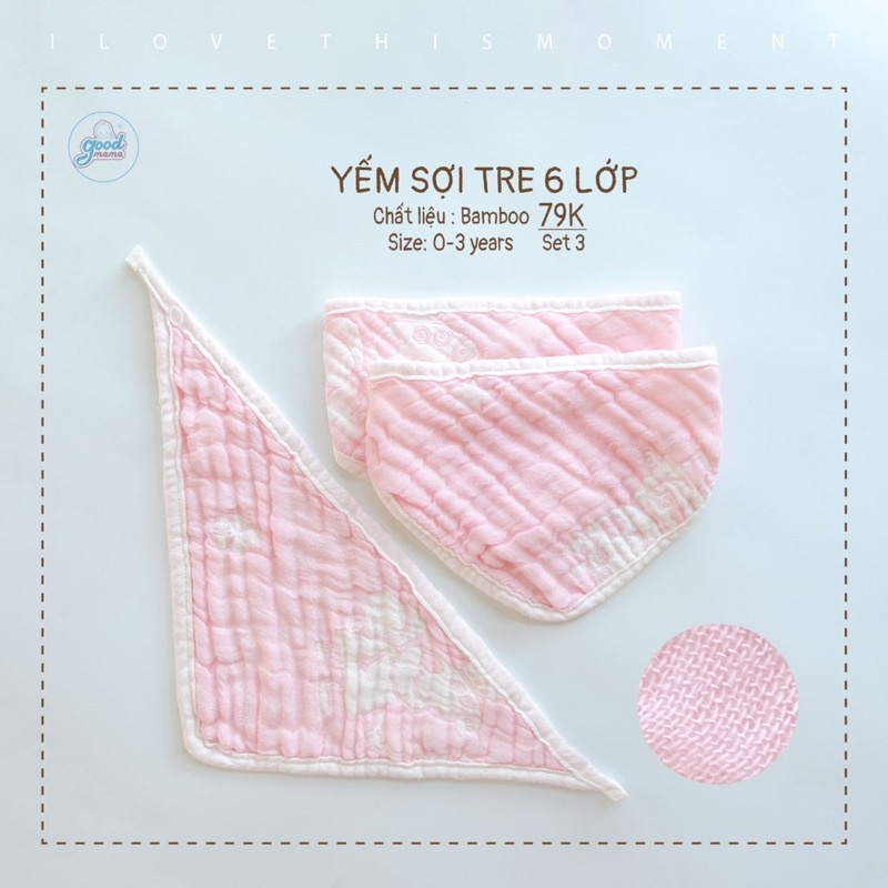 GoodMama - Sét 3 yếm sợi tre 6 lớp GMM62917
