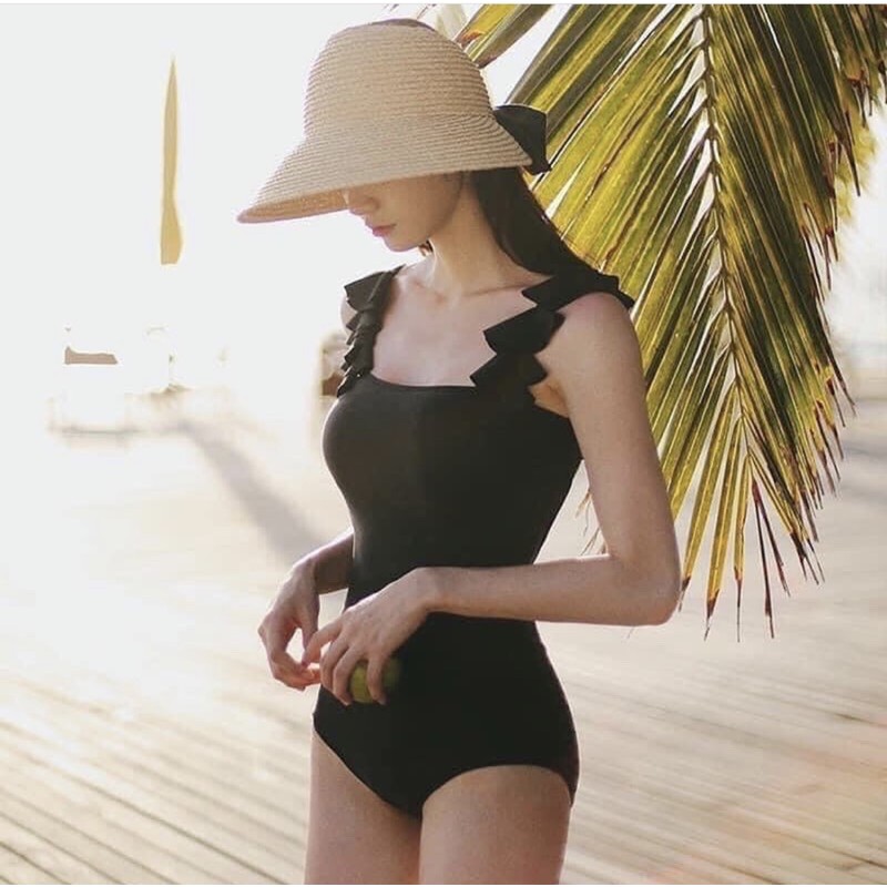 Bikini liền mảnh vai bèo hở lưng 2 màu