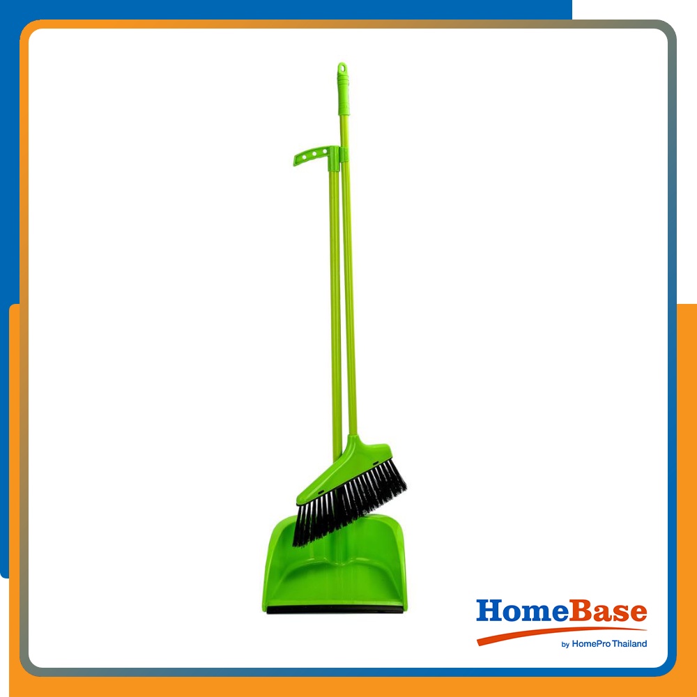 HomeBase ACCO Chổi và xẻng nhựa có viền cao su 32cm YJ-1849 W25,5xH83xD28 màu xanh lá