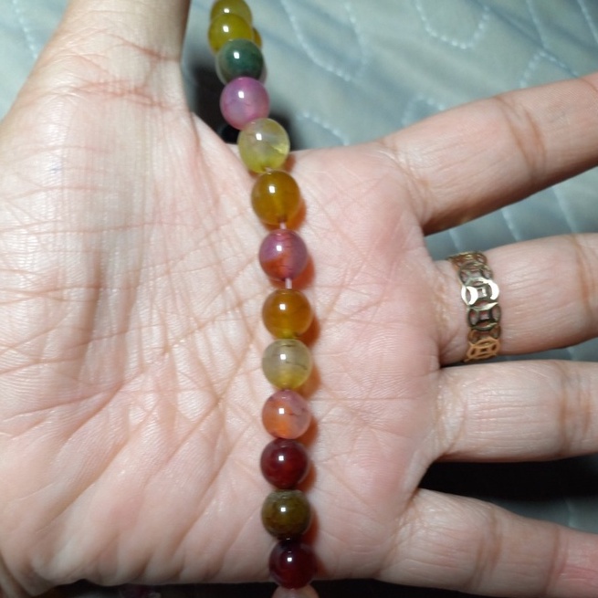 2 viên đá thiên nhiên nhiều màu size 8mm