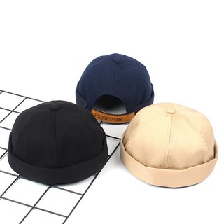 Men Women Hat Cap Casual Docker Sailor Mechanic Brimless Solid Color Hat