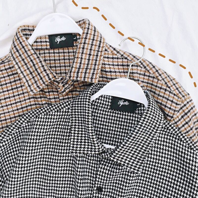 Áo sơ mi nam nữ dạ kẻ  - Áo dài tay cổ bẻ chất dạ kẻ City Cycle Local Brand | BigBuy360 - bigbuy360.vn