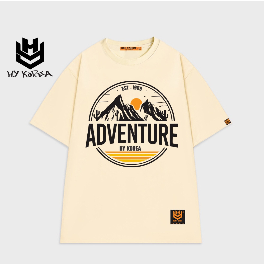 Áo thun unisex tay lỡ HY KOREA nam nữ form rộng in hình Adventure 522