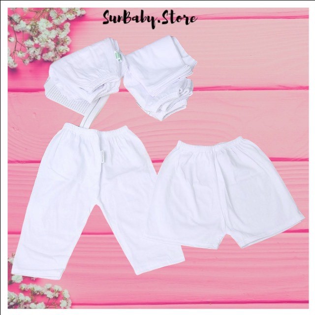 Combo 10 quần (5 quần dài + 5 quần ngắn) sơ sinh màu trắng Bossini cho bé từ 3 đến 17kg