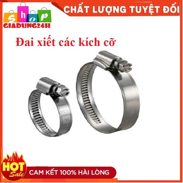 Cổ dê xiết ốc - Đai xiết ống -chét xiết ống nước ∅13 ∅16 ∅19 ∅25 ∅32 ∅38 ∅44 ∅51 ∅60-Giadung24h