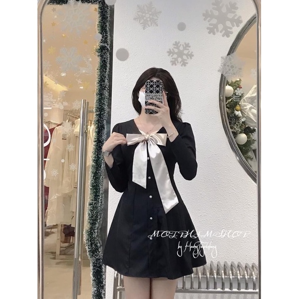 ĐẦM ĐEN PHỐI NUDE NƠ CỔ🖤