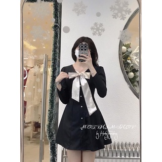 ĐẦM ĐEN PHỐI NUDE NƠ CỔ🖤