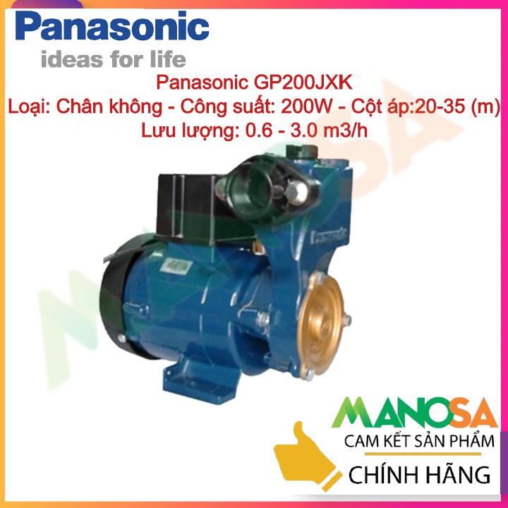 Bơm nước Panasonic 200W GP-200JXK, bơm hút chân không, Cột áp 20-35, Lưu lượng 0.6-3.0m3/h