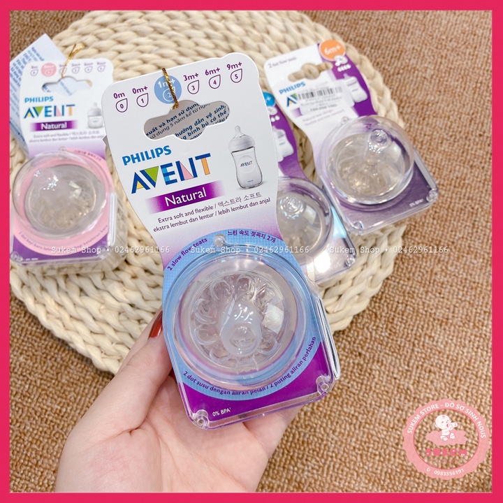 Núm Ty Thay Thế Bình Sữa Avent Natural- Núm Mô Phỏng Ty Mẹ( AV1)