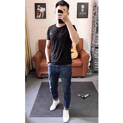 Quần Jeans Nam Xanh Rách Gối Chất Bò Mềm Mịn Đẹp Phong Cách Thời Trang Trẻ Trung