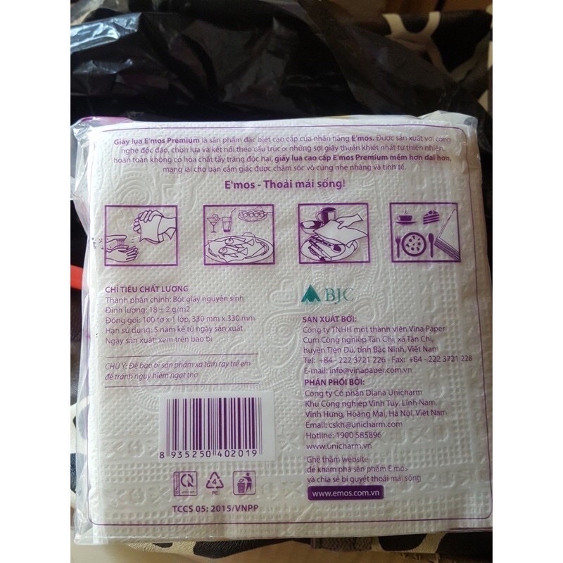 [Chính hãng] Sỉ Thùng 30 gói khăn giấy vuông emos khổ lớn 330x330, dai, mịn, khăn giấy vệ sinh