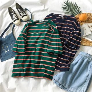 Áo phông oversize unisex kẻ
