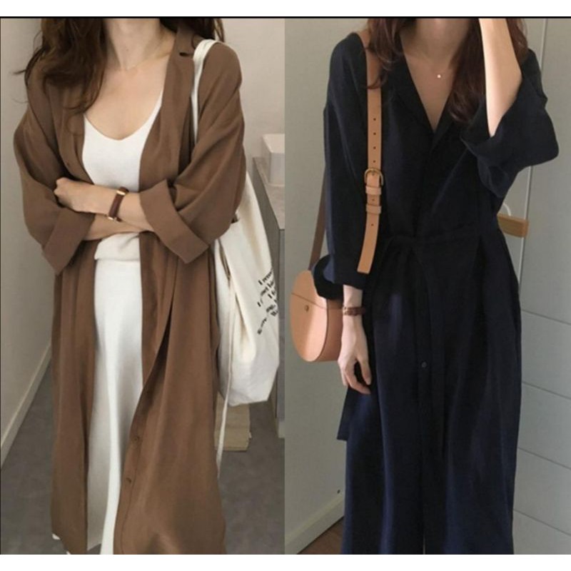 Áo Khoác Dáng Dài Màu Trơn Hàn Quốc Ulzzang
