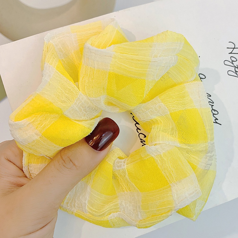 Dây buộc tóc Scrunchies kẻ caro xinh xắn HD69