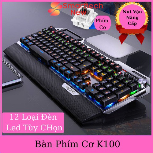 Bàn Phím Cơ Gaming K100 Full LED,Bàn Phím Máy Tính Có Dây Kê Tay Phím Cơ Gõ Cực Chất Cho Laptop Máy Tính PC