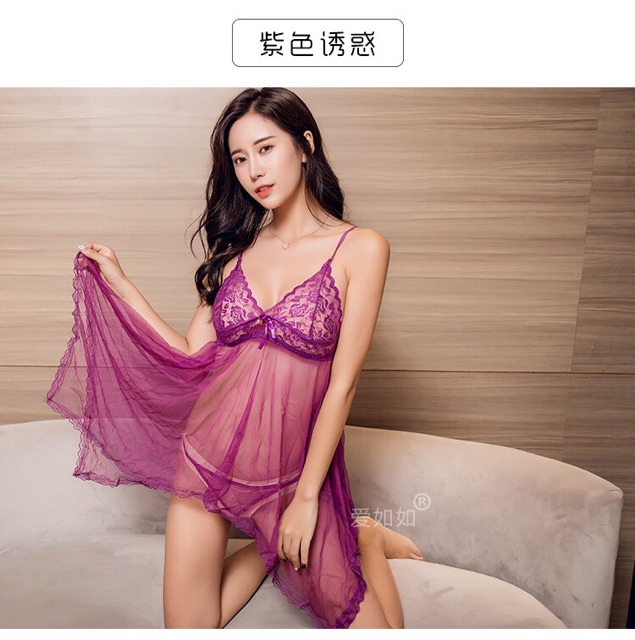 Đầm ngủ Váy ngủ sexy ren kèm quần lọt khe siêu mỏng gợi cảm VN03 | BigBuy360 - bigbuy360.vn