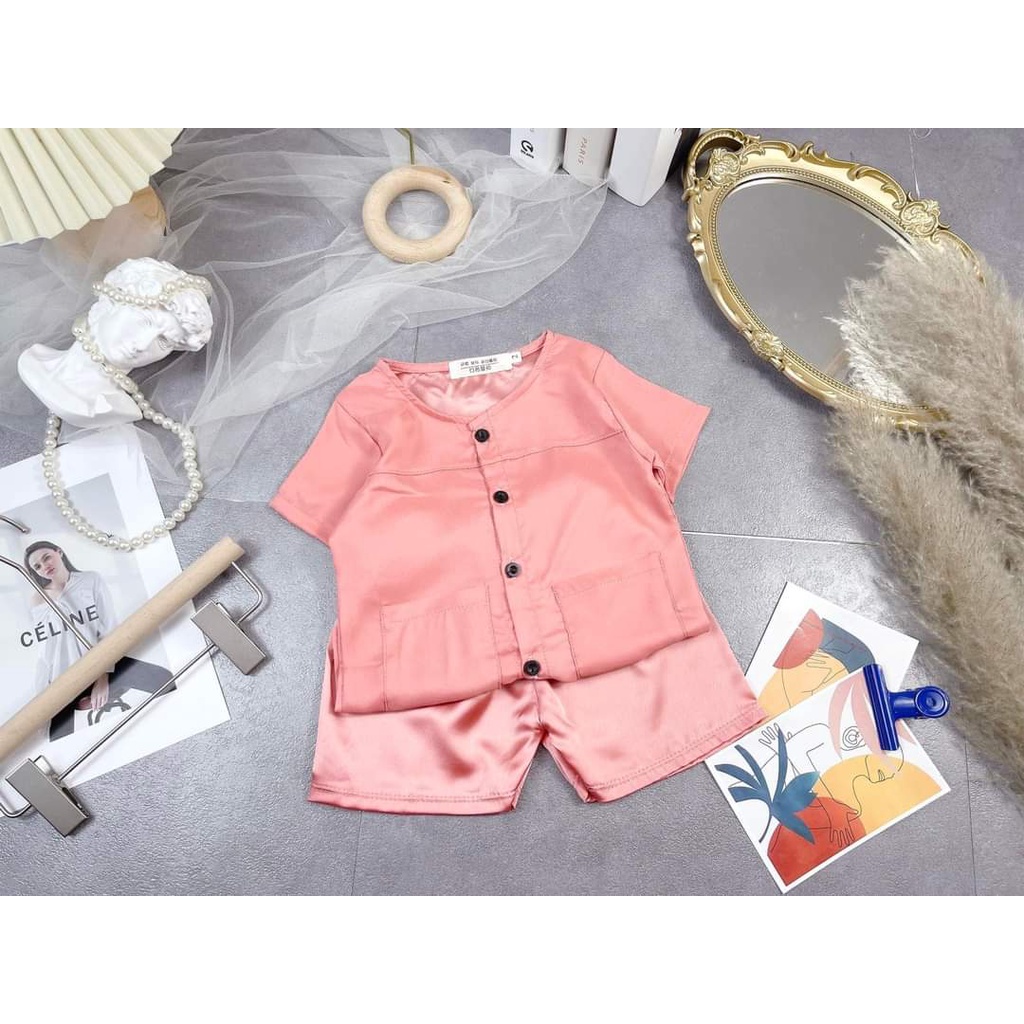 Bộ bà ba lụa ngắn tay cho bé trai/gái 8-20kg