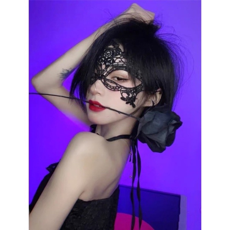 Mặt nạ vải ren họa tiết hoa quyến rũ (có dây buộc chỉnh) - khăn bịt/che mắt hóa trang cosplay sexy
