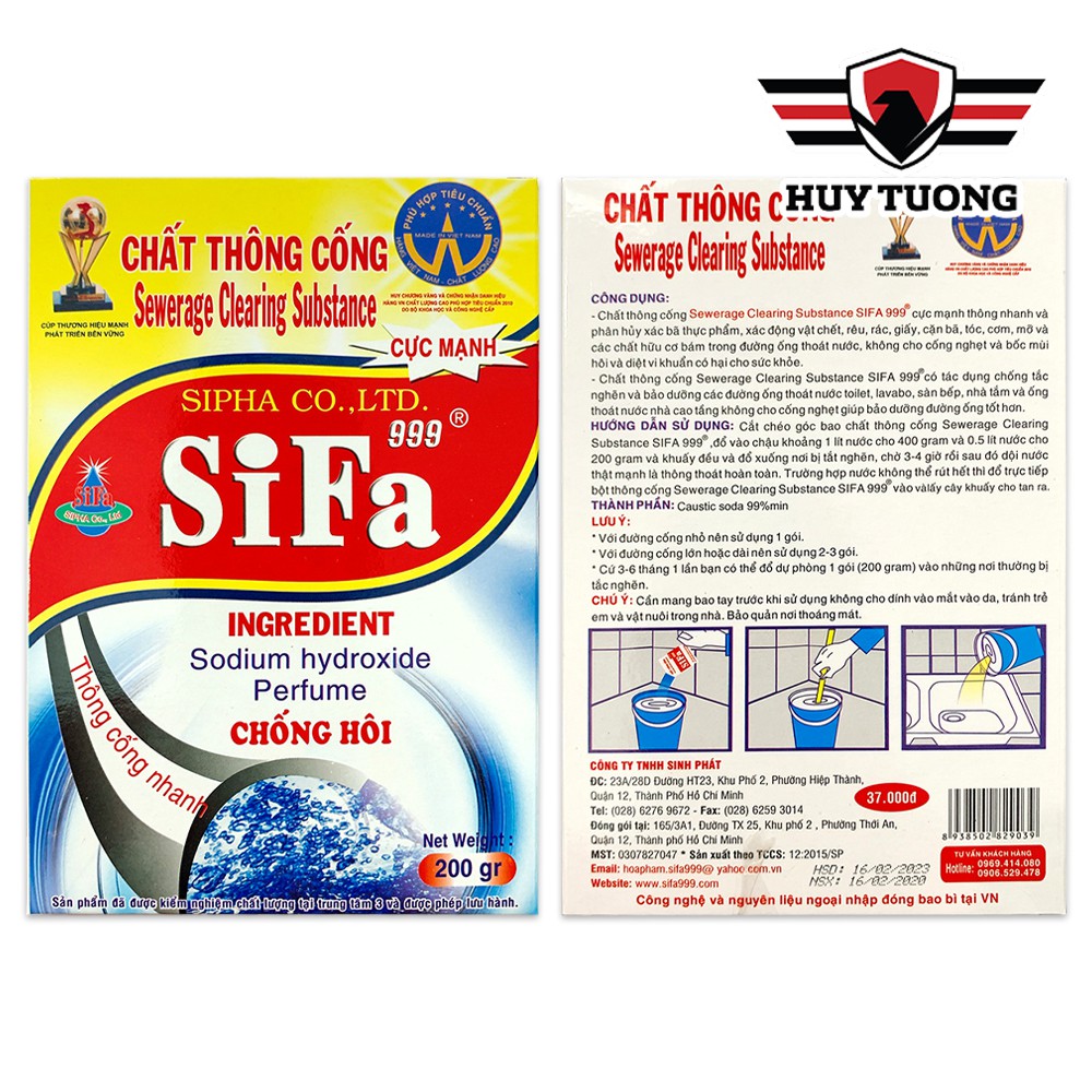 Bột thông tắc cống, bột thông tắc bồn cầu Sifa siêu mạnh 200g - Huy Tưởng