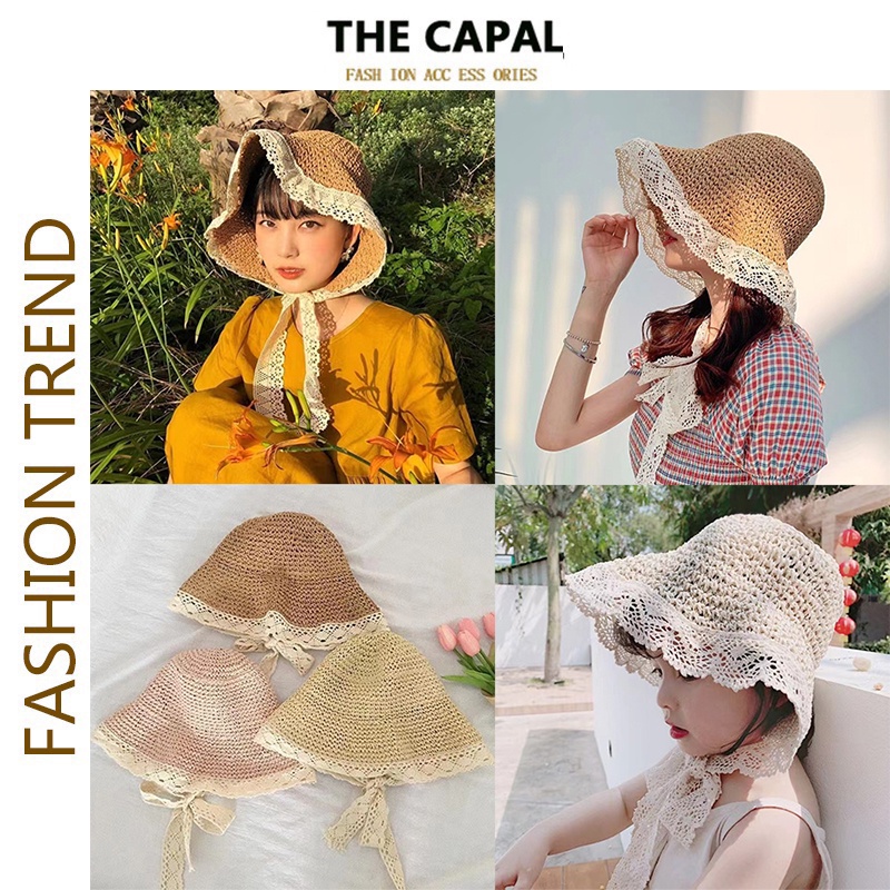THE CAPAL Nón Tai Bèo Đan Cói Thời Trang Mùa Hè Cho Mẹ Và Bé