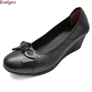 [Xả Hàng] Giày Đế Xuồng Giày Cao Gót 5cm Da Bò Thật Cực Mềm Evelynv 5P0163 (Đen)