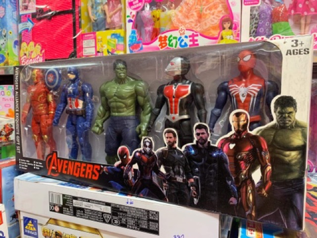 Đồ chơi siêu nhân - Biệt đội siêu anh hùng Avengers -hộp 5 nhân vật Iron man, Captain America, Hulk, Ant man, Spider man