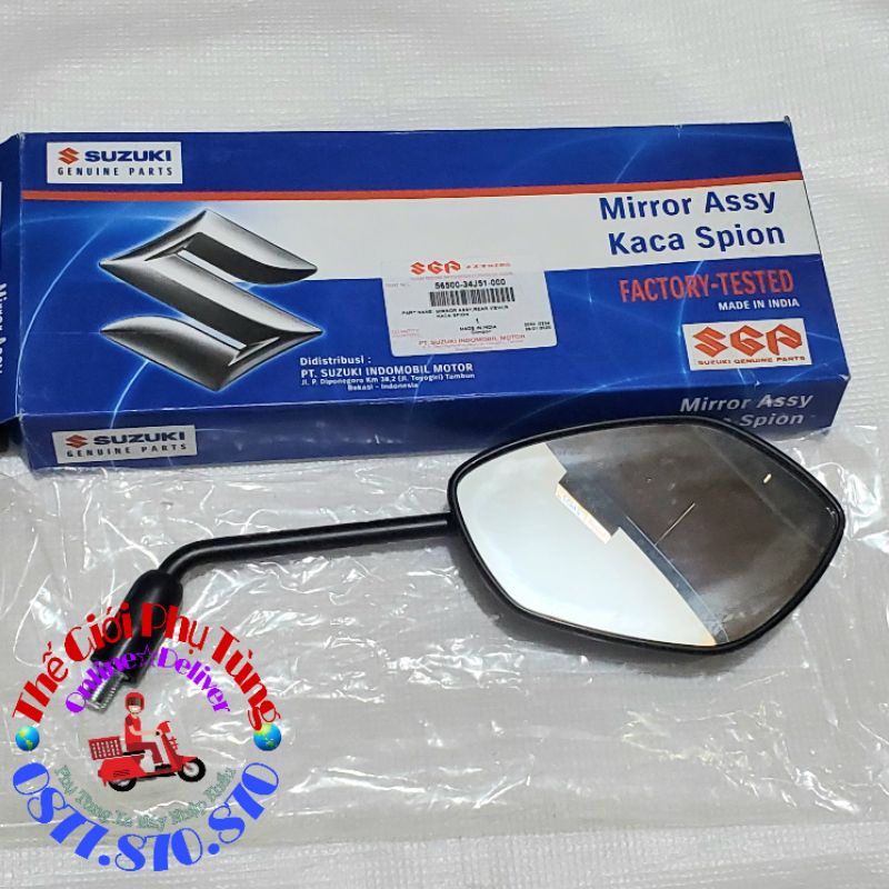 Kính hậu - kiếng hậu Raider Fi, Satria Fi zin Suzuki Indonesia - 56500-34J51-000/ 56600-34J51-000
