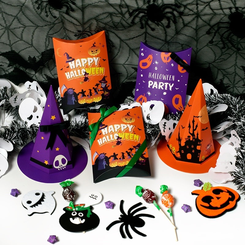 Set 5 hộp giấy gấp Happy Halloween size 14 x 10 x 2.8 cm