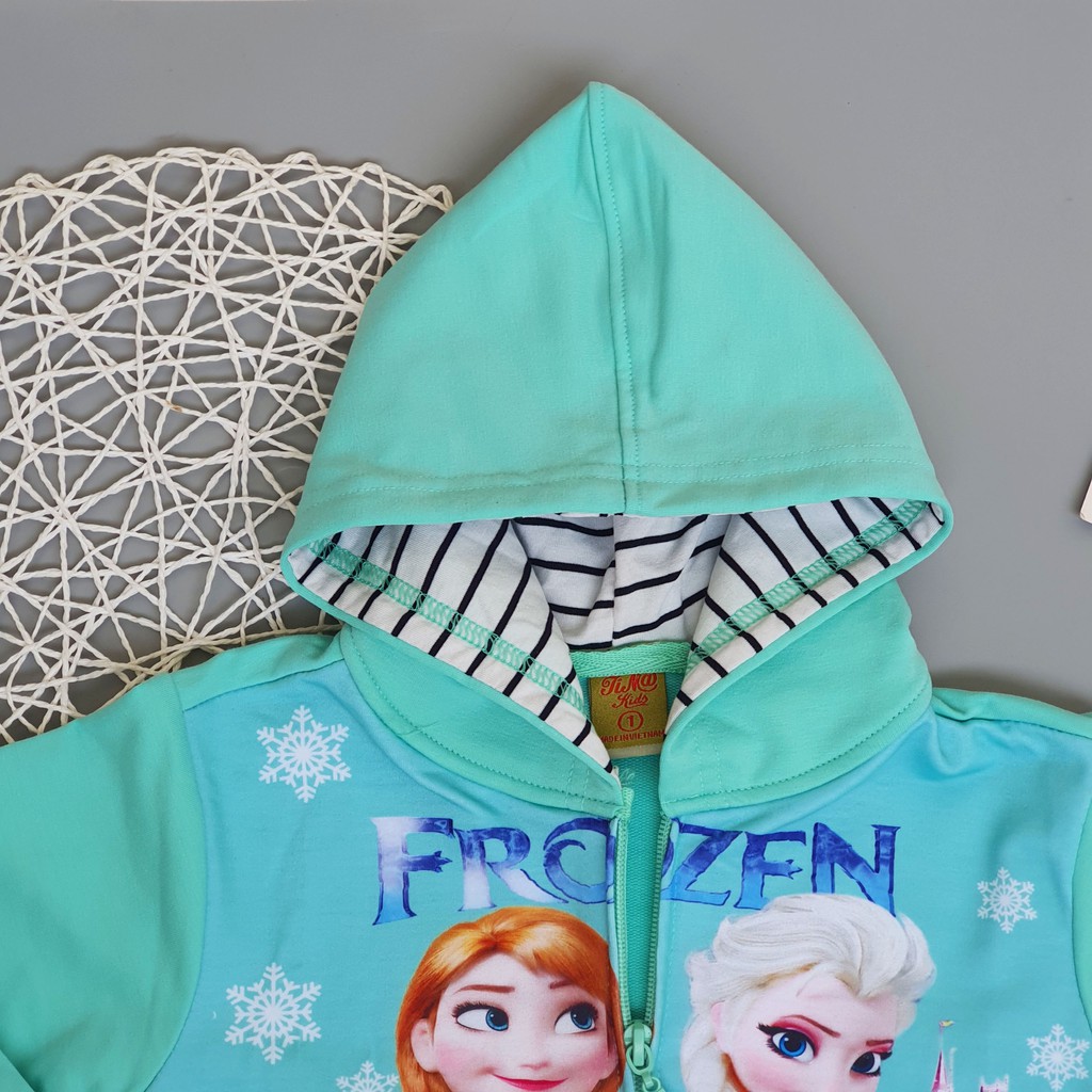 Áo khoác bé gái cotton thoáng mát hình in Elsa 3D size 1-8