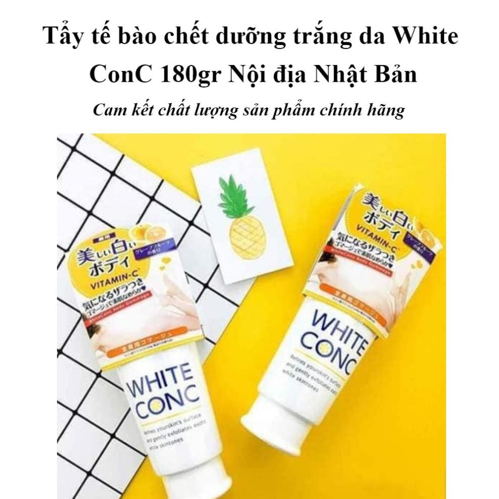 [Hàng Nhật Nội Địa] Tẩy da chết White Conc 180g Tẩy tế bào chết dưỡng trắng White Conc Vitamin C